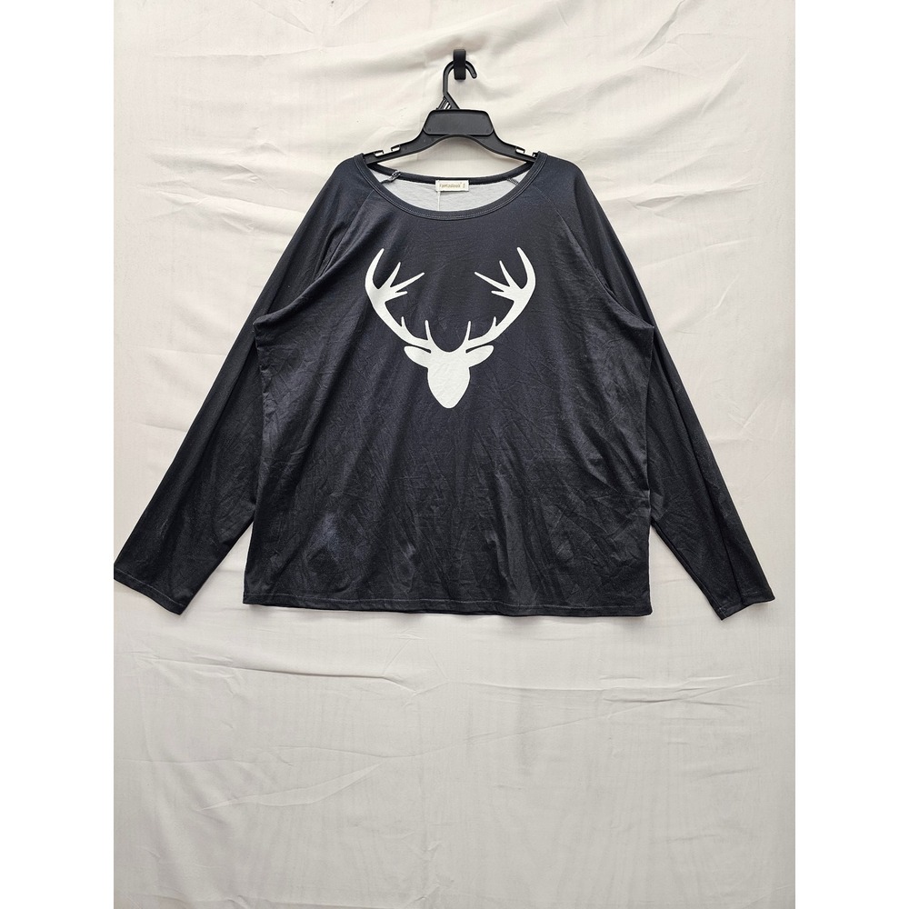 Fantaslook Womens Reindeer‎ Graphic Pullover Polyester Blend Casual Size XXL